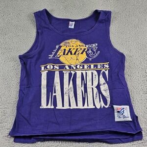 Vintage Los Angeles Lakers Tank Top Mens Large Purple NBA Basketball Graphic 90s